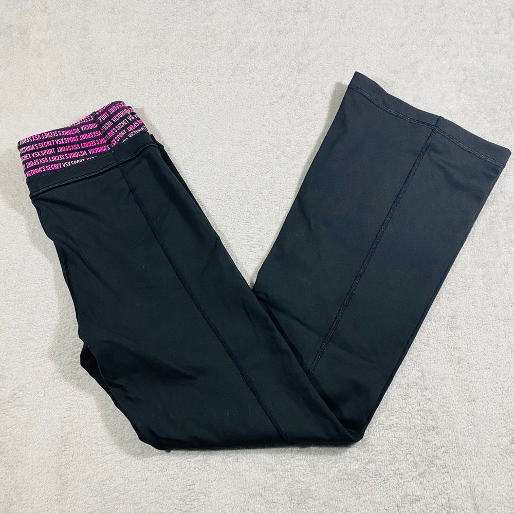 Victoria's Secret VSX Sport Supermodel Pant Womens Small Short Black Pink Flare